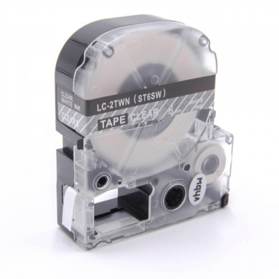 Epson LC-ST6SW, 6mm x 8m, fehér nyomtatás / átlátszó alapon, utángyártott szalag