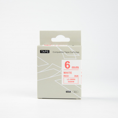 Epson LK-2WRN, SS6RW, 6mm x 9m, piros nyomtatás / fehér alapon, kompatibilis szalag