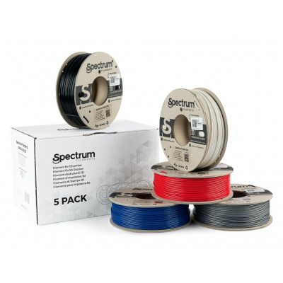 Spectrum 80749 3D filament, ASA 275, 1,75mm, 5x250g, fehér, fekete, ezüst, Kék, Piros (Mix Polar white, Deep black, Silver star, Navy Blue, Bloody red)