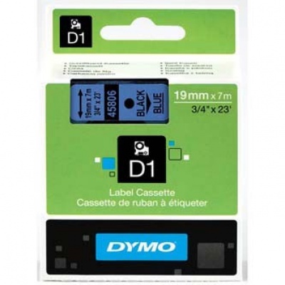 Dymo D1 45806, S0720860, 19mm x 7m, fekete nyomtatás / kék alapon, eredeti szalag