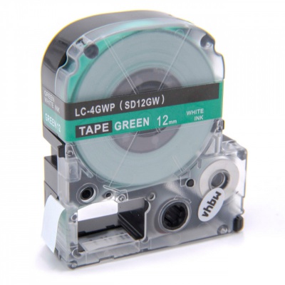 Epson LC-SD12GW, 12mm x 8m, fehér nyomtatás / zöld alapon, utángyártott szalag
