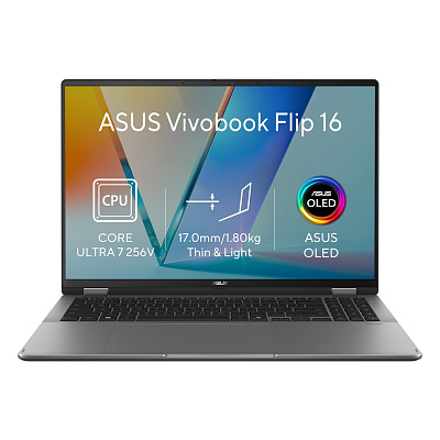 ASUS Vivobook 16 Flip/TP3607SA-OLED190W/U7-256V/16"/WUXGA/T/16GB/512GB/Intel int/W11H/Szürke/2R