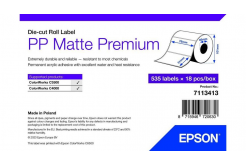 Epson 7113413 PP Matte, a ColorWorks esetében, 76x51mm, 535db, polipropilén, fehér öntapadó címkék