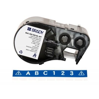 Brady M4C-500-595-BL-WT / 170813, 12.70 mm x 7.62 m, vinil, fehér nyomtatás / kék alapon