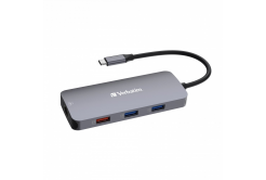 VERBATIM Hub USB-C Pro Multiport 9 Port, 3x USB 3.2, 2x USB-C, HDMI, RJ45, microSD/SD, szürke