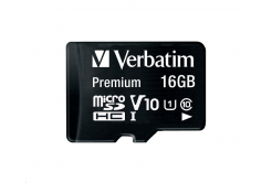 VERBATIM MicroSDHC kártya 16GB Premium, U1 + SD adapter