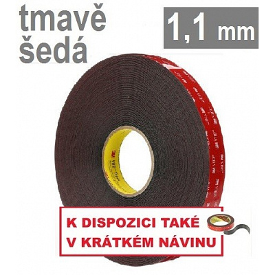 3M VHB™ 4611, tl. 1,1 mm; tmavošedá oboustranně lepicí páska 25 mm x 3 m