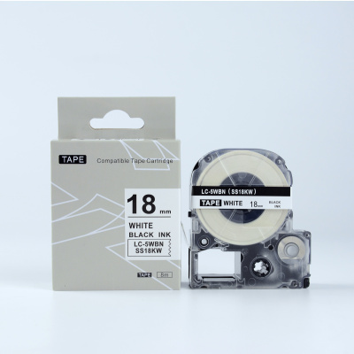 Epson HTS18KW, 18mm x 8m, fekete nyomtatás / fehér alapon, utángyártott szalag