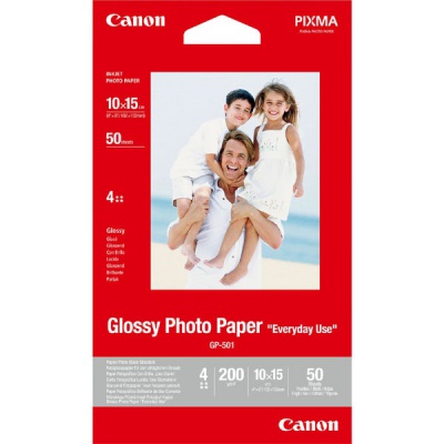 Canon Glossy Photo Paper, fotópapírok, fényes, GP-501, fehér, 10x15cm, 4x6", 200 g/m2, 50 db, 0775B081, inkoustový