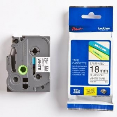 Brother TZ-241 / TZe-241, 18mm x 8m, fekete nyomtatás / fehér alapon, eredeti szalag