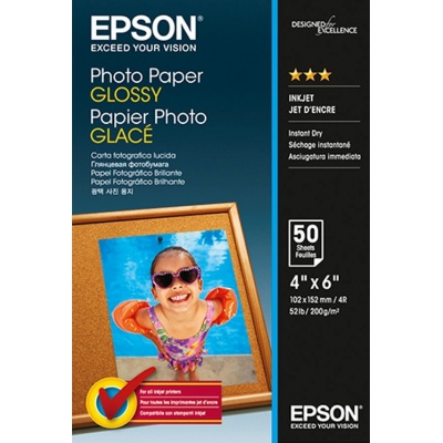 Epson Premium Glossy Photo Paper, fotópapírok, fényes, fehér, 10x15cm, 200 g/m2, 50 db, C13S042547, inkoustový
