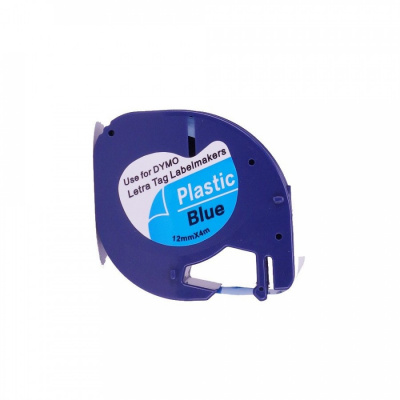 Dymo 59426, S0721600 / S0721650, 12mm x 4m, fekete nyomtatás / kék alapon, kompatibilis szalag 