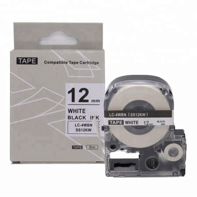 Epson LC-4WBN, SS12KW, 12mm x 8m, fekete nyomtatás / fehér alapon, kompatibilis szalag