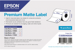 Epson C33S045534 Premium Matte, a ColorWorks esetében, 76x51mm, 650db, fehér öntapadó címkék