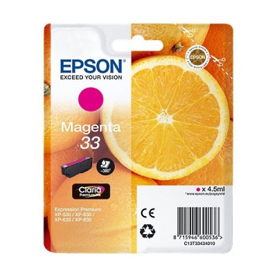 Epson T33434012, T33 bíborvörös (magenta) eredeti tintapatron