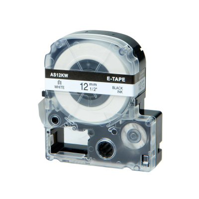 Epson LK-4TBN, ST12KW, C53S654408, 12mm x 9m, fekete nyomtatás / átlátszó alapon, kompatibilis szalag