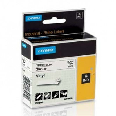 Dymo Rhino 18445, S0718620, 19mm x 5,5m fekete nyomtatás / fehér alapon, eredeti szalag