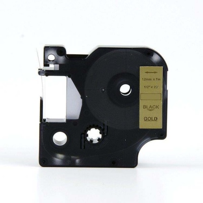 Dymo 40923, 9mm x 7m fekete nyomtatás / arany alapon, kompatibilis szalag 