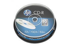 HP CD-R, CRE00019-3, 69308, 10-pack, 700MB, 52x, 80min., 12cm, nyomtatás nélkül, cake box, adatarchívumhoz, sérült csomagolás