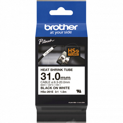 Brother HSe-261E Pro Tape, 31 mm x 1.5 m, fekete nyomtatás / fehér alapon , eredeti szalag
