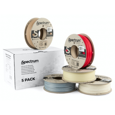 Spectrum 80754 3D filament, PLA specials, 1,75mm, 5x250g, fehér, Bézs, Piros, Barna, Zöld (Mix Stone Light, Stone dark, Thermoactiv red, Wood oak, Glow green)