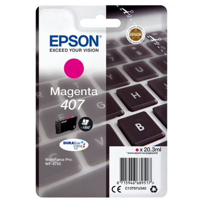 Epson 407 C13T07U340 bíborvörös (magenta) eredeti tintapatron