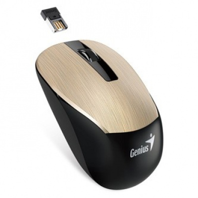 Genius Egér NX-7015 31030019402, 1600DPI, 2.4 [GHz], optikai, 3 gomb, vezetéknélküli USB, arany, AA
