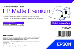 Epson 7113423 PP Matte, a ColorWorks esetében, 210mmx55m, polipropilén, fehér öntapadó címkék