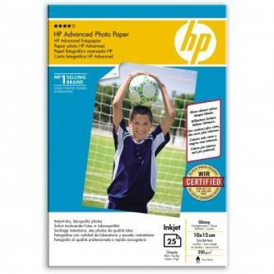HP Advanced Glossy Photo Paper Q8691A, 250 g/m2, 10x15cm, 25db, fényes, fehér, fotópapír