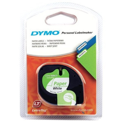 Dymo LetraTag 59421, S0721500, 12mm x 4m fekete nyomtatás / fehér alapon, eredeti szalag