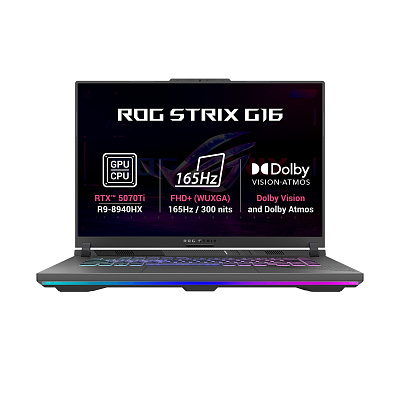 ASUS ROG Strix G16/G614PR-RV162Z/R9-8940HX/16"/WUXGA/32GB/1TB/RTX 5070Ti/operációs rendszer nélkül/Szürke/2R