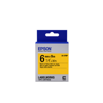 Epson LabelWorks LK-2YBP C53S652002 6mm x 9m, fekete nyomtatás / pasztell sárga alapon, eredeti szalag