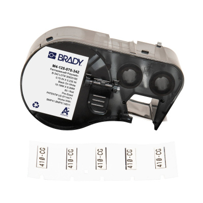 Brady M4-125-075-342 / 170721, 19.05 mm x 5.97 mm, Polyolefin, fekete nyomtatás / fehér alapon