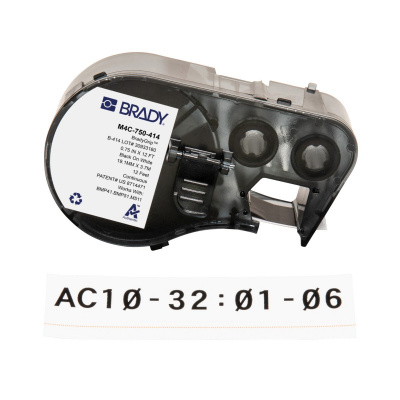 Brady M4C-750-414 / 170729, 19.05 mm x 3.66 m, poliészter, fekete nyomtatás / fehér alapon