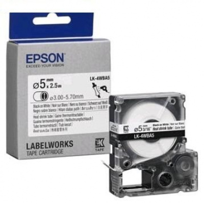 Epson LK-4WBA5 C53S654904 6mm x 9m, fekete nyomtatás / fehér alapon, eredeti zsugorcső