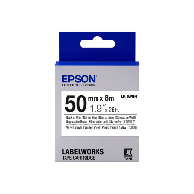 Epson LabelWorks LK-9WBN C53S659001 50mm x 8m, fekete nyomtatás / fehér alapon, eredeti szalag