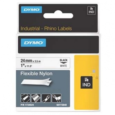 Dymo Rhino 1734524, S0773840, 24mm x 3,5m, fekete nyomtatás / fehér alapon, eredeti szalag
