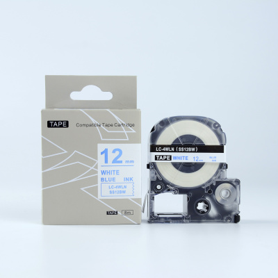 Epson LK-4WLN, SS12BW, C53S654022, 12mm x 9m, kék nyomtatás / fehér alapon, kompatibilis szalag