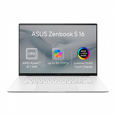 ASUS Zenbook S16 OLED/UM5606GA-OLED532W/AI7-445/16"/2880x1800/T/16GB/1TB/AMD int/W11H/Fehér/2R