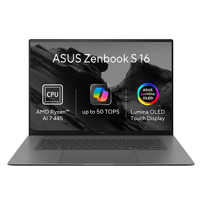 ASUS Zenbook S16 OLED/UM5606GA-OLED594WZ/AI7-445/16"/2880x1800/T/16GB/1TB/AMD int/W11H/Szürke/2R