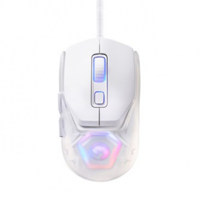 Marvo Egér FIT LITE G1 FIT LITE G1 WH, 12000DPI, optikák, 7 gomb, vezetékes USB, fehér, játék, RGB háttérvilágítás