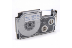 Casio XR-6WEB 6mm x 8m kék nyomtatás / fehér alapon, kompatibilis szalag 
