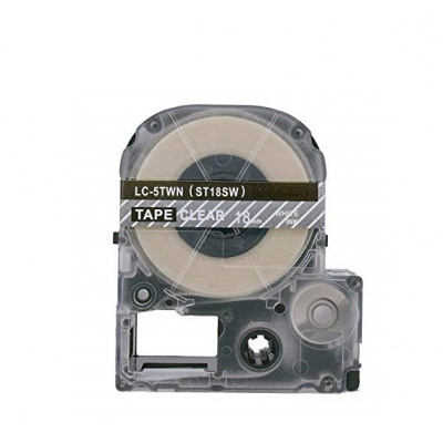 Epson LC-ST18SW, 18mm x 8m, fehér nyomtatás / átlátszó alapon, utángyártott szalag