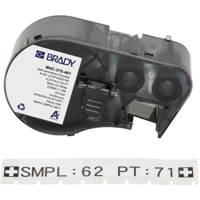 Brady M4C-375-461 / 170875, 9.53 mm x 7.62 m, poliészter, fekete nyomtatás / fehér alapon