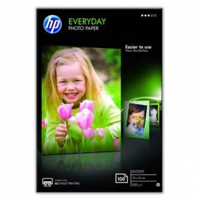 HP Everyday Photo Paper, Glossy, fotópapírok, fényes, fehér, 10x15cm, 4x6", 200 g/m2, 100 ks