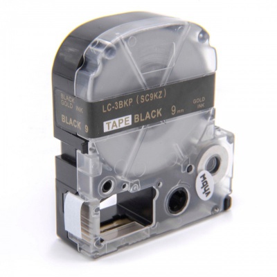 Epson LC-SC9KZ, 9mm x 8m, arany nyomtatás / fekete alapon, utángyártott szalag