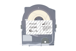 Max LM-512T, 12mm x 8m, átlátszó utángyártott szalag