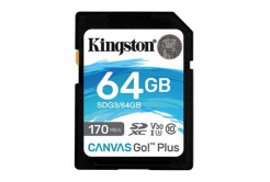 Kingston memóriakártya Canvas Go! Plus, 64GB, SDXC, SDG3/64GB, UHS-I U3 (Class 10), V30
