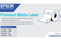 Epson C33S045722 Premium Matte, a ColorWorks esetében, 102x51mm, 2310db, fehér öntapadó címkék