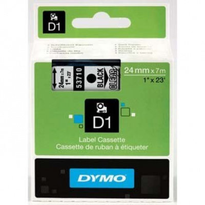 Dymo D1 53710, S0720920, 24mm x 7m fekete nyomtatás / átlátszó alapon, eredeti szalag